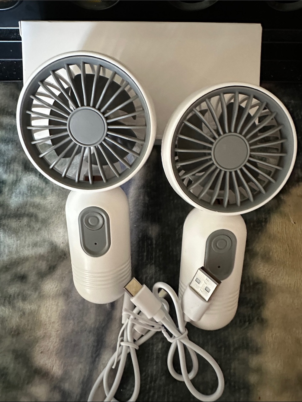 Portable White Handheld USB Fan - Rechargeable Personal Cooling